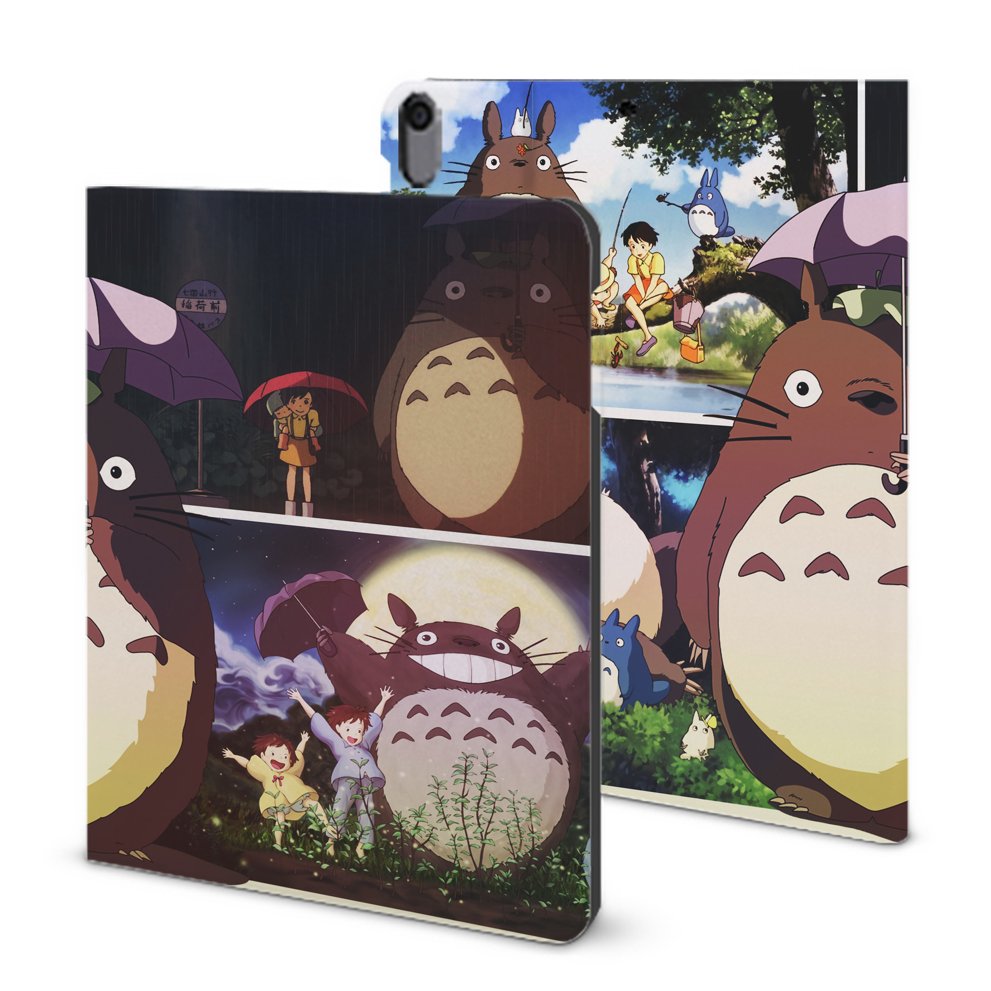 （画像用） となりのトトロ 草壁メイ 草壁サツキ My Neighbor Totoro Satsuki Kusakabe Mei Kusakabe IPad ケース ブック型 PUレザー TPU 耐衝撃 軽量 薄型 ペン収納なし 全面保護 IPad 各モデル対応